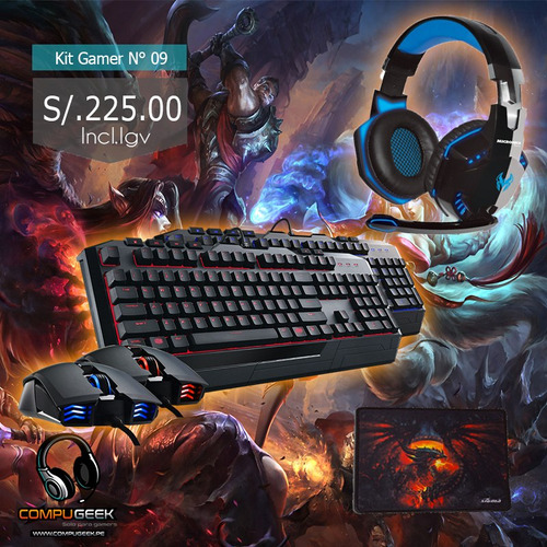 Kit Gamer N°09 Teclado/mouse/audifono/ Regalo Pad Mouse