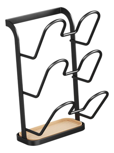 Soporte De Tapa Rack De Almacenamiento De 3 Nivel Negro
