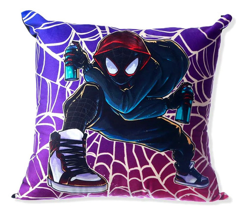 Almofada Geek Homem-aranha Veludo Aranhaverso Infantil Cor Preta Bordo e Pink