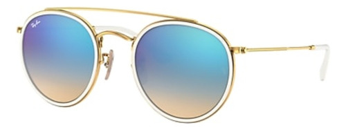 Ray-ban Round Double Bridge Polished Gold Lente Blue Rb3647n