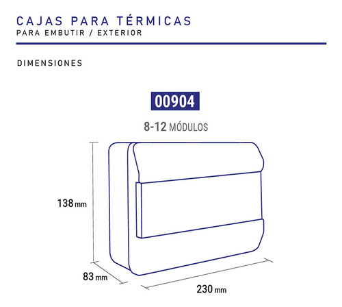 Imagen 2 de 5 de Caja P/ Térmica Universal 8-12 Modulos Aplicar C/ Tapa