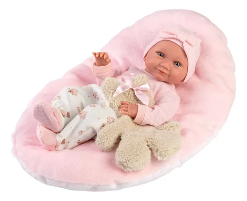 Muñeca Llorens Lloron Nico Recién Nacido Cama Gris Mama Papa