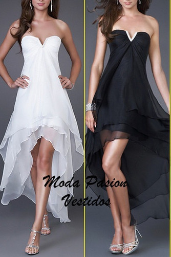 Vestido Gala Negro Corto Largo Graduacion Bodas Moda Pasion