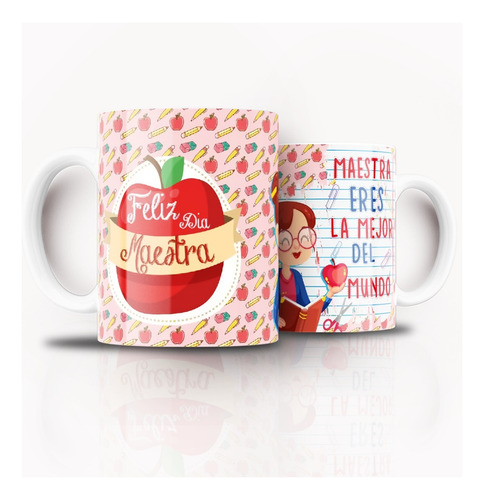 Tazón Taza Personalizada Manzanita Día Del Profesor Vol1.