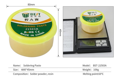 Flux En Pasta Pote X 100gr Soldadura Electronica Celulares Flux Pasta Pote 100 Gr - Bst-21503a