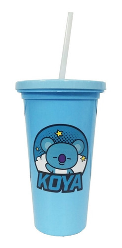 Vaso Alto Bt21 Bts Koya Con Tapa Y Sorbete Muy Lejano