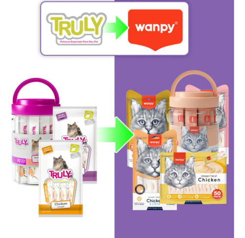 Petisco Gatos Wanpy Truly Creamy Sabores Sortidos 25un.