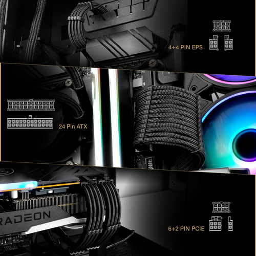 Extensión Cable Gpu Ezdiy-fab 24pin 8pin A 62pin Negro