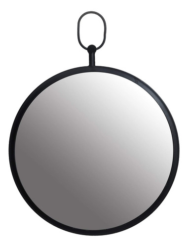 Espejo De Pared Redondo Negro Con Mango Decorativo