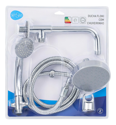 Ducha Com Chuveirinho Redonda Parede Cromada Floki Sensea