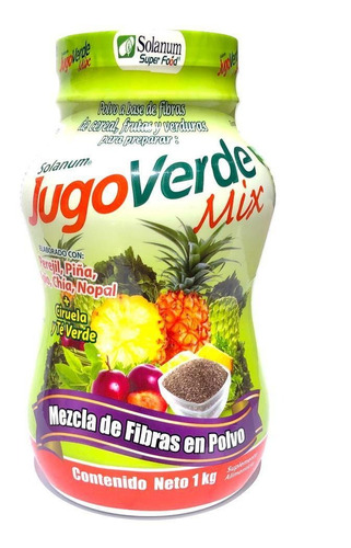 Imagen 1 de 3 de Jugo Verde Mix Fibra Para Mezclar En Polvo 1 Kg Solanum