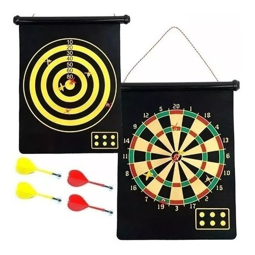  Juego De Dardos Magneticos X4 Tablero 36 X 31 Cm Reversible