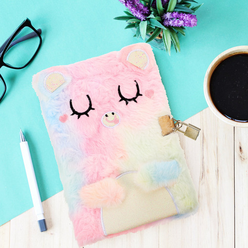 Cuaderno De Dibujos Animados Plush Diary Con Tapa De Felpa P