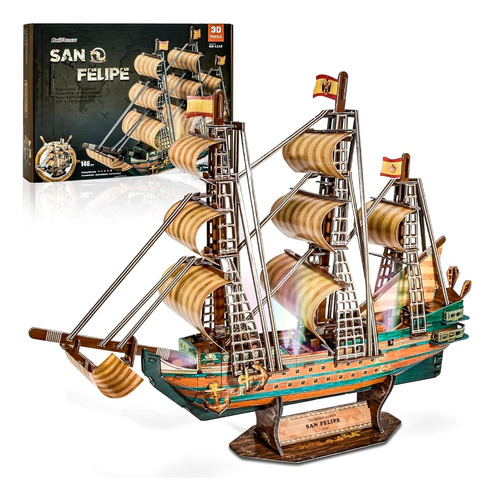 Hicfen 3d Puzzle San Felipe Invincible Battleship Led Model 