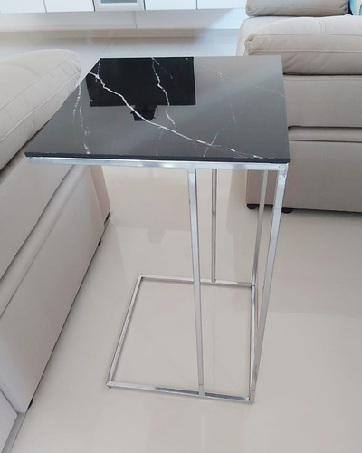 Imagen 7 de 8 de Mesa De Arrim Simil Marmol Con Est. Hierro Minimalista
