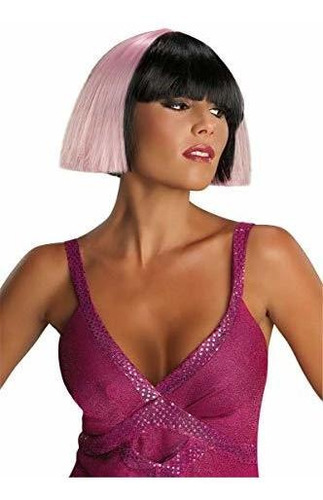 Black & Pink Two-tone Bob Costume Wig Adult