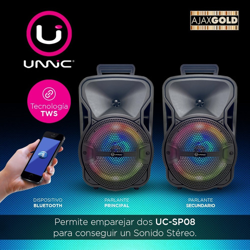 Imagen 6 de 10 de Parlante Portatil Bluetooth Karaoke Recargable Fm+ Microfono
