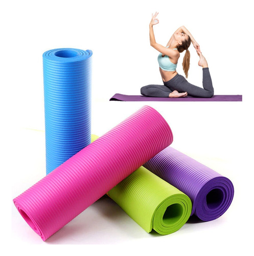 Esterilla de yoga de PVC para gimnasio, pilates, 4 mm, color violeta