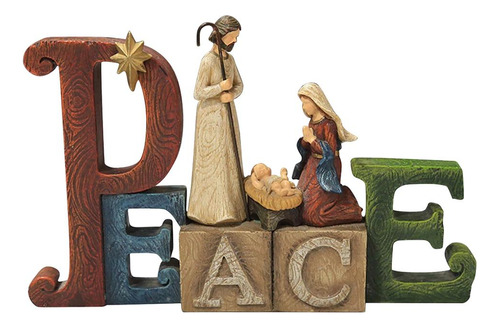 Navidad Natividad Escena Set Figuras Resina 24,5x16x5,2 Cm