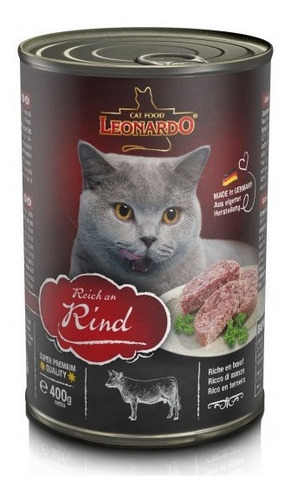 Alimento Húmedo Para Gato En Lata Leonardo Ternera 400 Grs