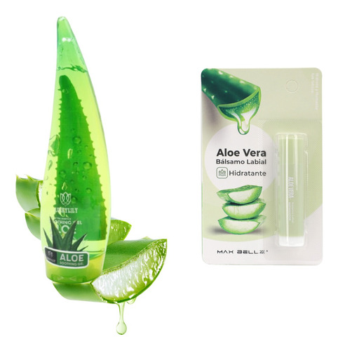 Gel Hidratante De Aloe Vera + Bálsamo Labial Humectante170ml