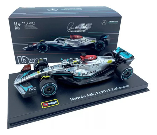 Auto F1 W13 Mercedes Scale 1:43 Hamilton 44 Bburago Luxury Grey Color