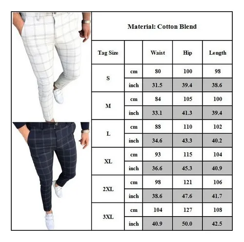 Pantalones Largos De Cuadros Casuales For Hombre Pantalones