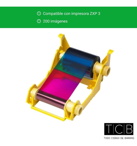 Imagen 3 de 5 de Ribbon Zebra Zxp3 Color 200 Imagenes Zxp Series 3