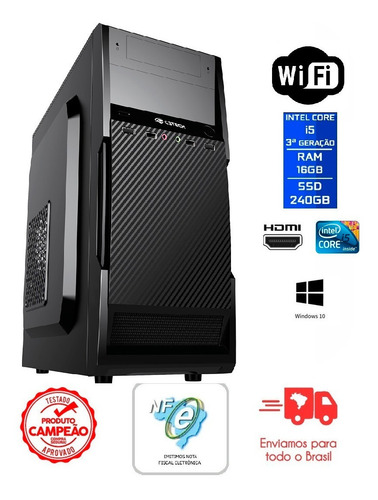 Imagem 1 de 5 de Pc Intel Core I5 3ª Ger/16gb Ddr3/240gb Ssd/gab/font/gravdvd