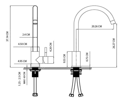 Grifo Mezclador Monomando Tecnolam Tec127ss Acabad Satinado.