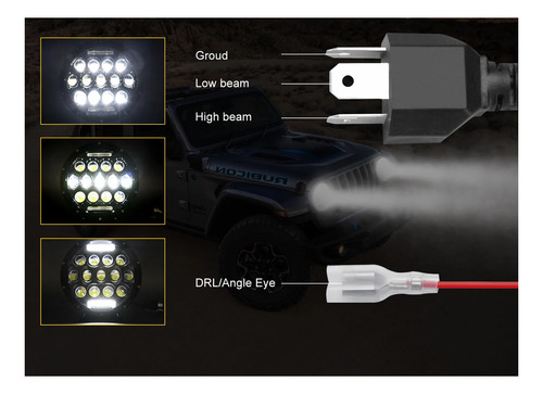 Par Faros Redondos 7 Pulgadas Alta Baja Jeep Hummer 4x4 Auxp
