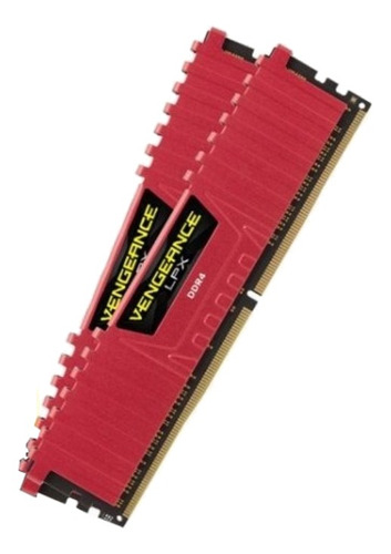 Memoria RAM Vengeance LPX gamer color rojo 16GB 2 Corsair CMK16GX4M2A2400C14