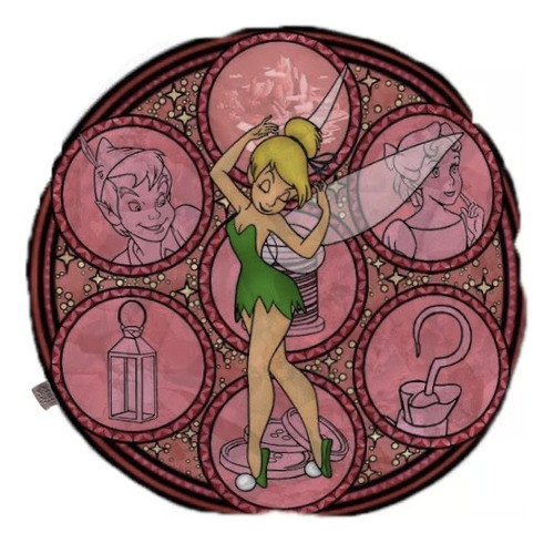 Almohadon 38x38 Cm Tematica Disney Mod Tinkerbell Rosa