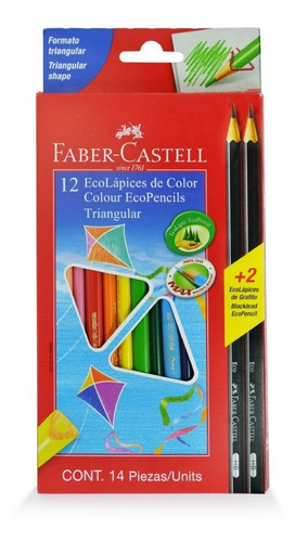 Lapices De Colores Faber Castell X12 + 2 De Grafito Negros