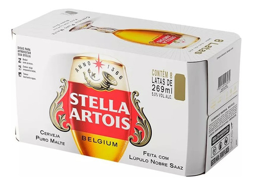 Pack Cerveja Stella Artois Lata 269ml - 08 Unidades