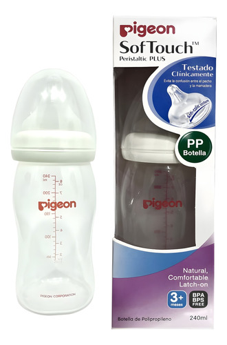 Mamadera 240ml +3m Pigeon Softouch Polipropileno