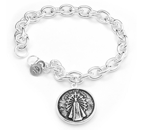 Pulsera Nuestra Señora De Lujan 19cm De Acero Blanco