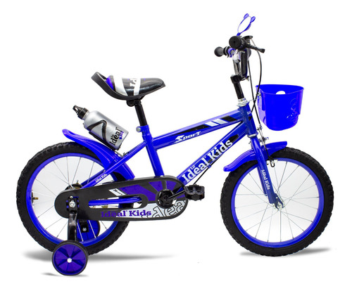 Bicicleta Rod. 16 Canasto + Rueditas + Accesorios Niño Niña Color Azul