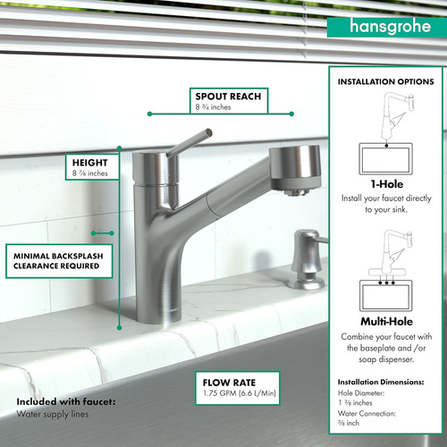 Grifo De Cocina De Acero Inoxidable De Hansgrohe Talis S, De