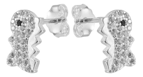 Arete Broquel Dinosaurio 100% Plata Fina 925 Mujer