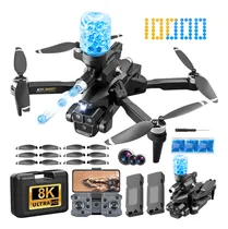 Comprar Mini Drone Sin Escobillas Wifi Con 3 Camara 4k Hd Control Remoto Dispara Esfera Hidrogel 2 baterías Color Negro 5.8ghz K11 Kistorm