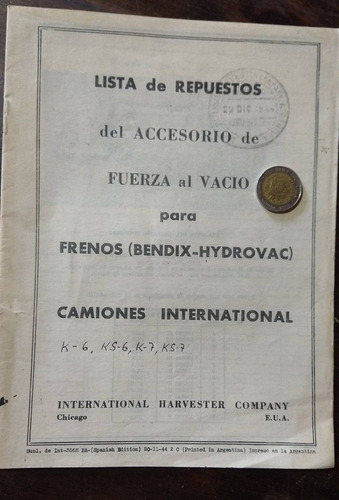 Catalogo Antiguo Repuestos Freno Camiones International 