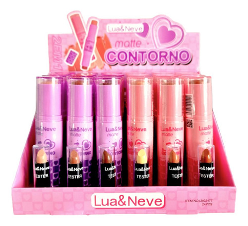 Base de maquiagem em creme Lua e Neve 2 em 1 LN02477 Matte Contorno tom marrom-claro