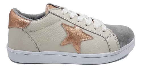 Zapatillas De Mujer Con Estrella Cuero Vacuno Comodas Zgi206