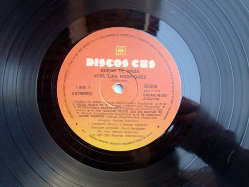 Jose Luis Rodriguez El Puma - Dueño De Nada / Vinilo Lp 1982 (Usado)