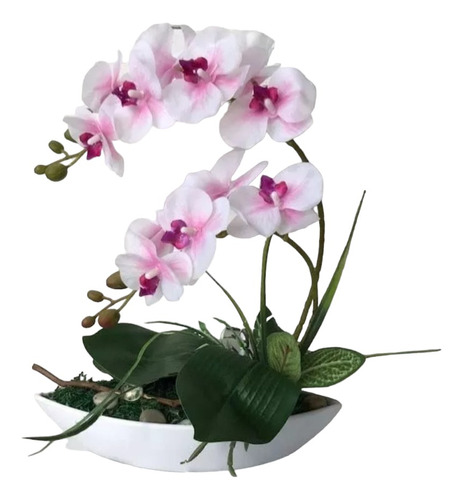 Arreglo Artificial Orquídeas Tacto Natural Con Follaje