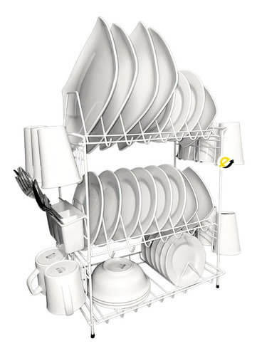Locero Escurridor Platero Metalizado Encauchetado De 3 Pisos