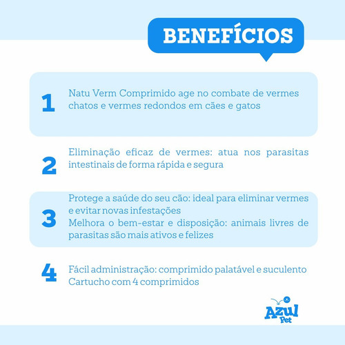 Vermifugo Caes Adulto Natu Verm 4 Cp 01-40kg