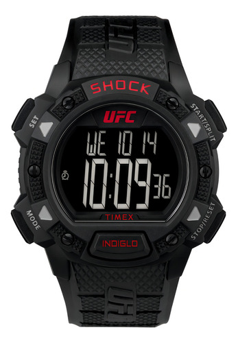 Reloj Timex Hombre Tw4b27400 Ufc Core Shock Malla Resina Color de la malla Negro Color del bisel Negro Color del fondo Negro