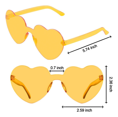 14 Pares De Lentes De Sol Sin Montura Con Forma De Corazón